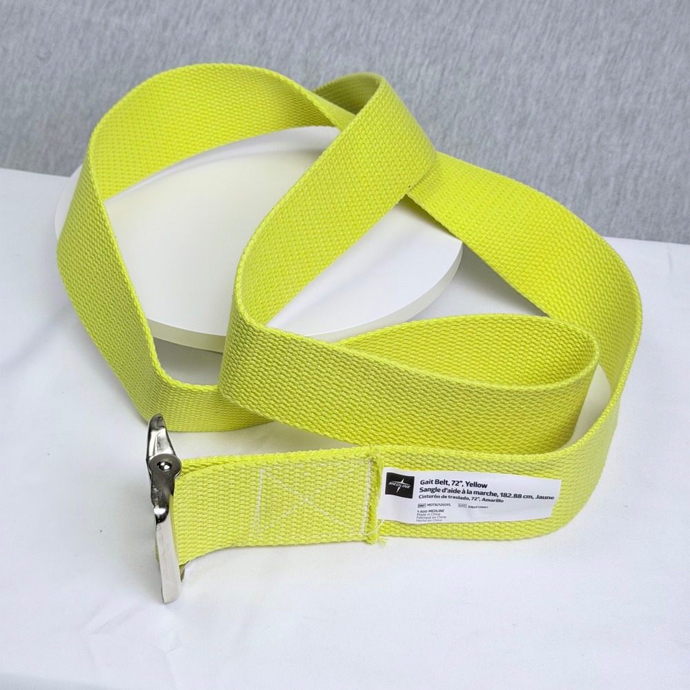Medline Gait Belt 72 Inch Yellow Cotton Webbing Transfer Belt MDT821203YL